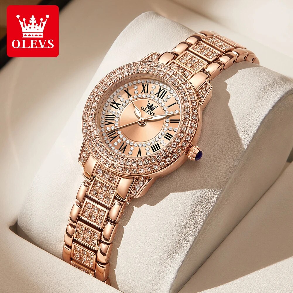 Luxury Watch Female - Женские кварцевые часы с бриллиантами OLEVS,