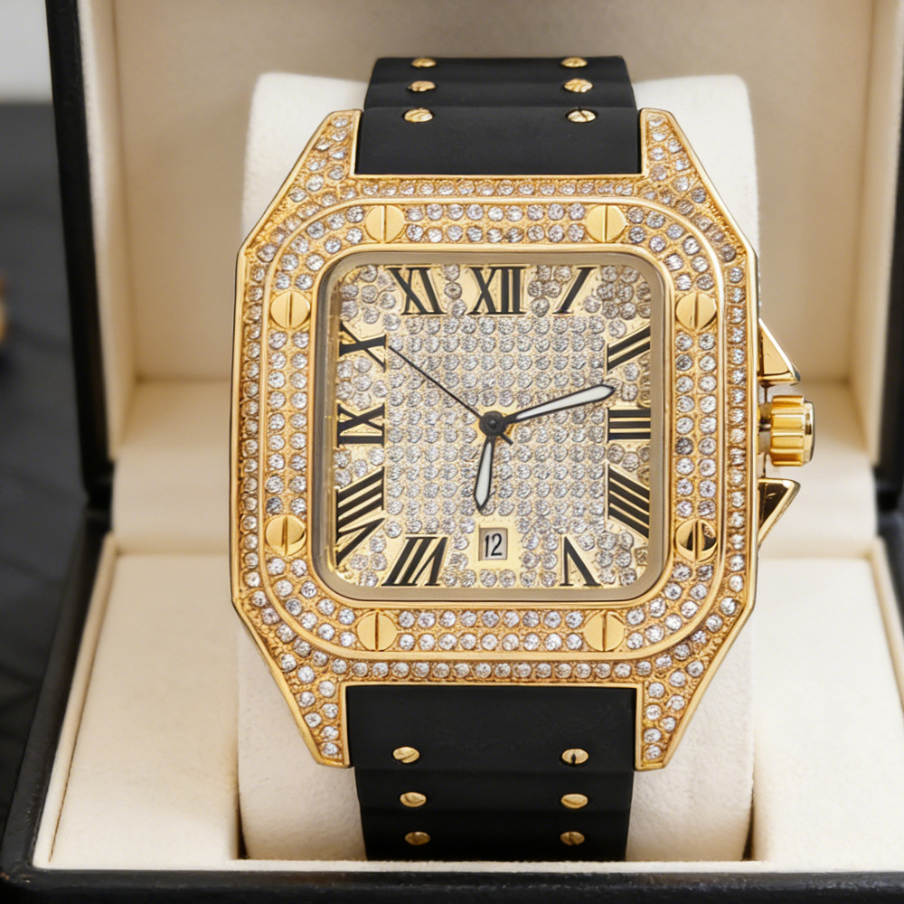 Luxury Watch Rubber Strap - Мужские кварцевые часы в стиле хип-хоп