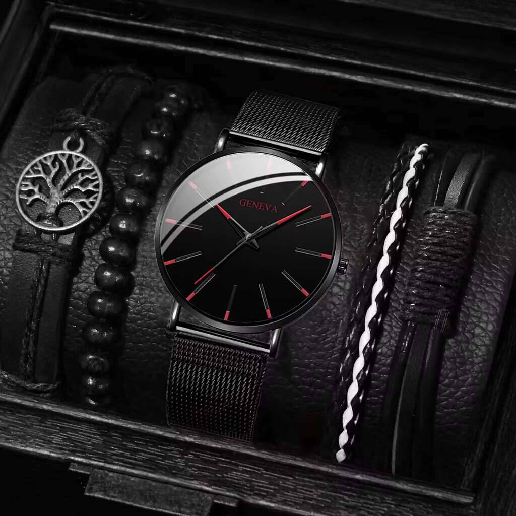 Luxury Watch Organizer For Men - 5 шт./комплект, мужские кварцевые часы с