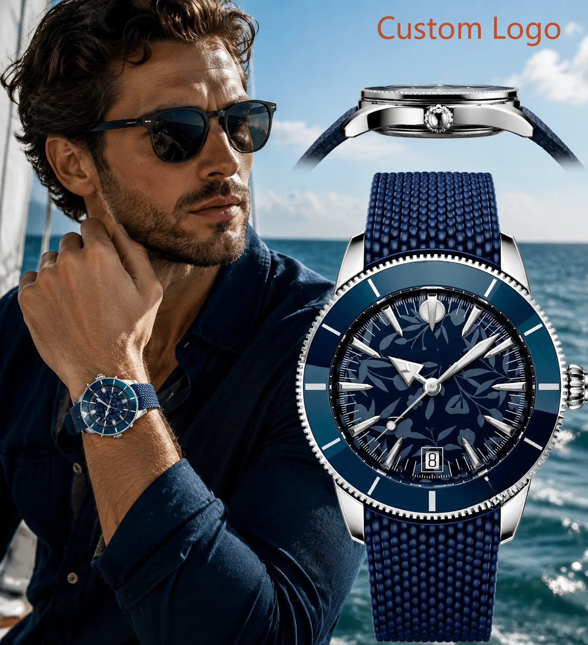 Luxury Watch Rubber Strap - Мужские автоматические часы для дайвинга 46