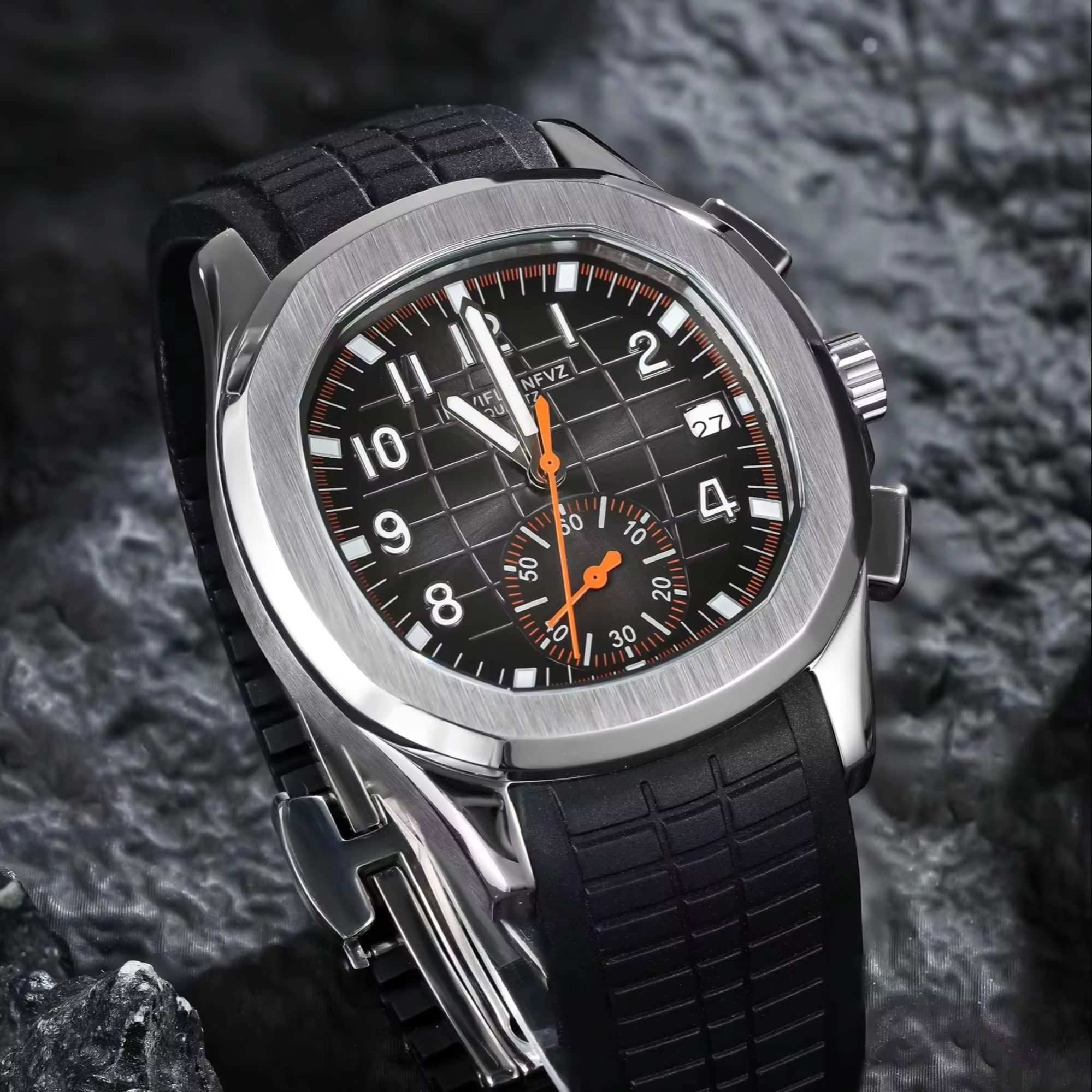Luxury Watch Rubber Strap - Мужские роскошные часы NAVIFLZ NFVZ, 40