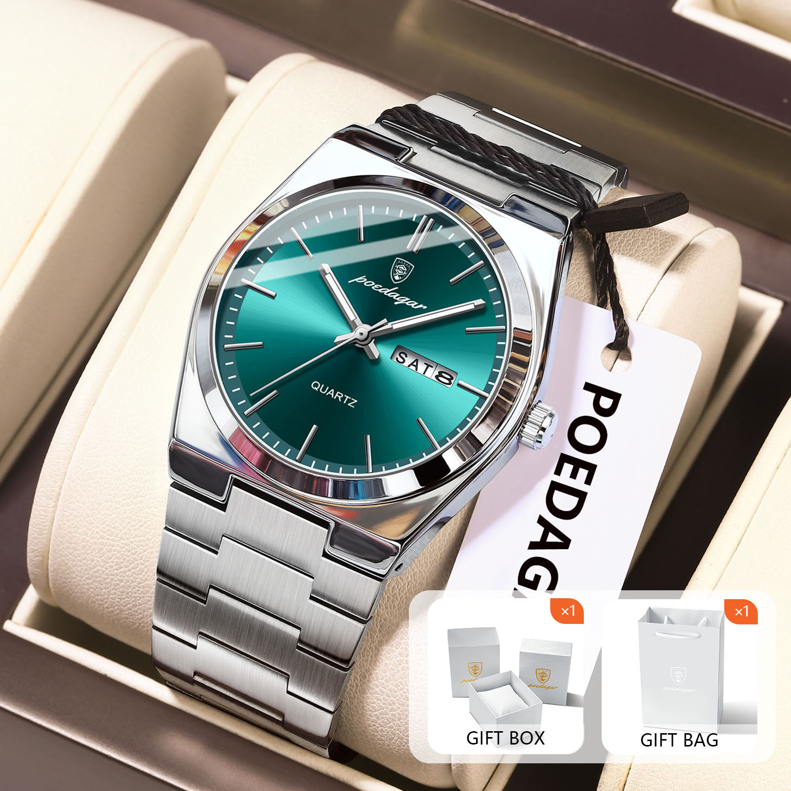 Luxury Watch Organizer For Men - POEDAGAR оригинальные кварцевые мужские часы, водонепроницаемые