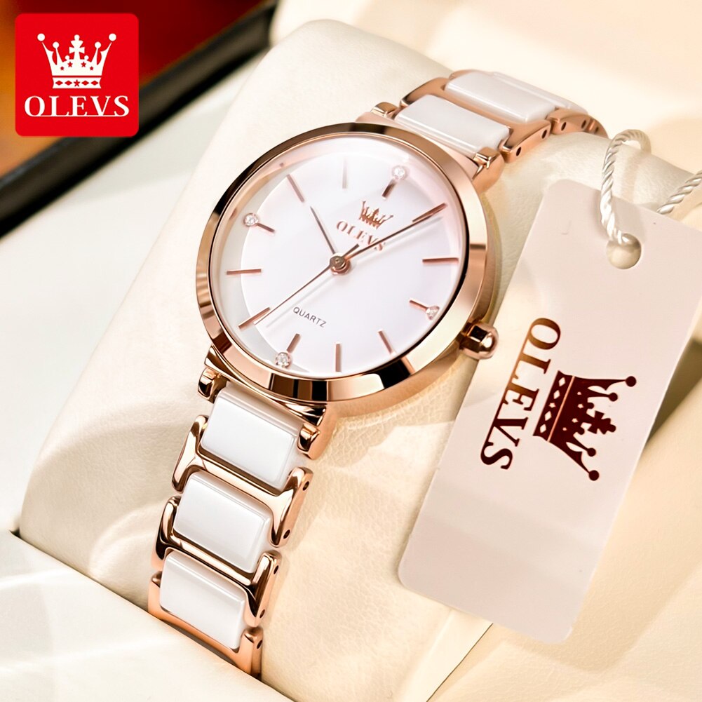 Luxury Watch Female - Женские кварцевые часы с керамическим ремешком,