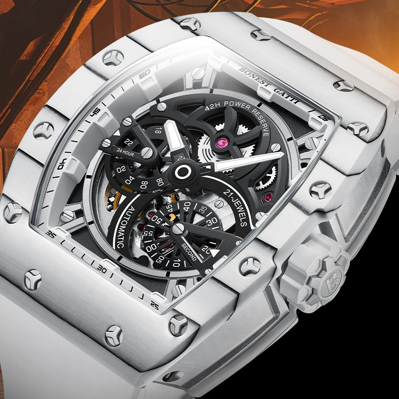 Мужские механические часы BONE – обзор и цена Luxury Watch Rubber Strap