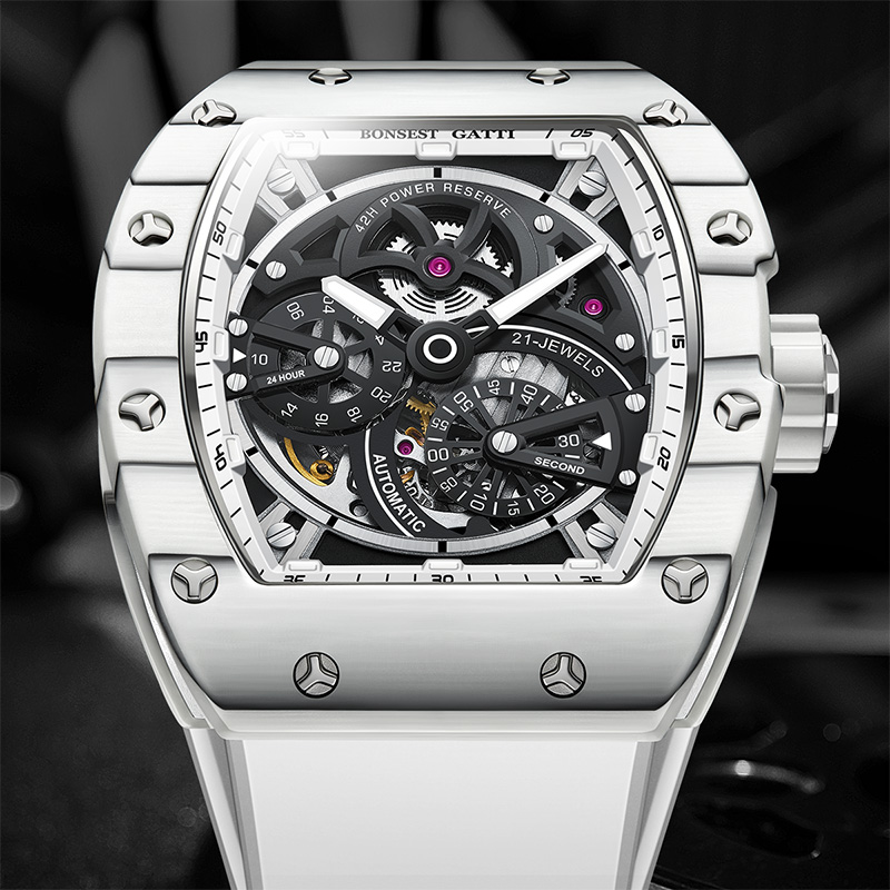 Мужские механические часы BONE – обзор и цена Luxury Watch Rubber Strap