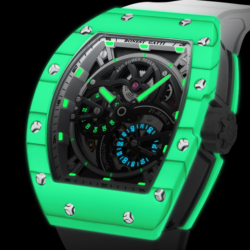 Мужские механические часы BONE – обзор и цена Luxury Watch Rubber Strap