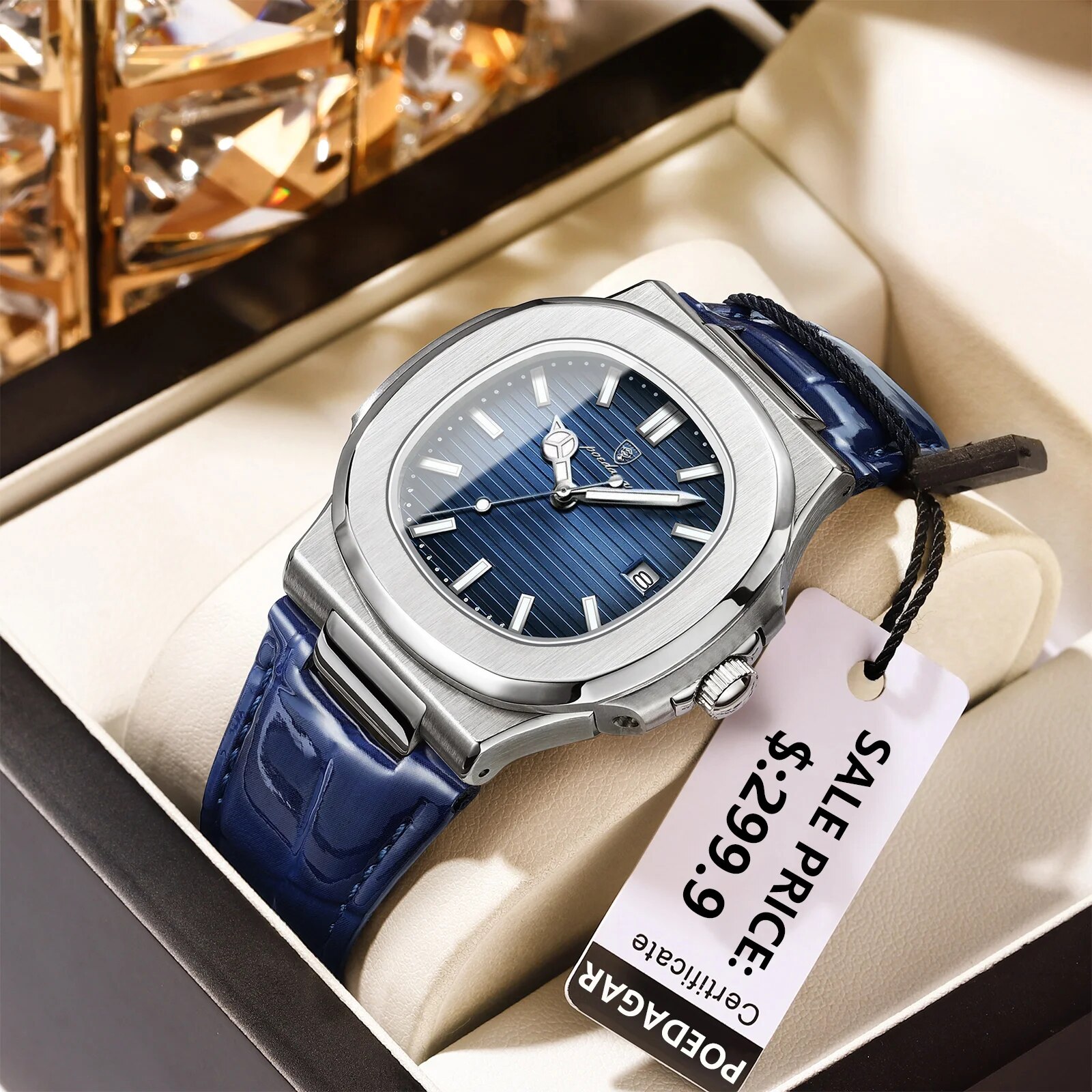 POEDAGAR Топ Роскошные Квадрат – обзор и цена Luxury Watch Organizer For Men